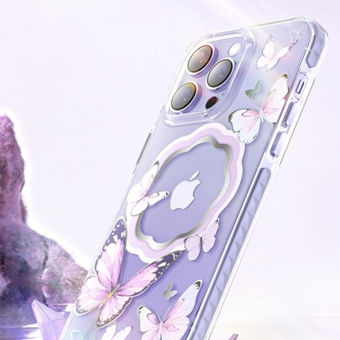 Kingxbar Butterfly Series magnetyczne etui iPhone 14 Plus MagSafe etui z motylami różowe Kingxbar Butterfly Series magnetyczne etui iPhone 14 Plus MagSafe etui z motylami różowe