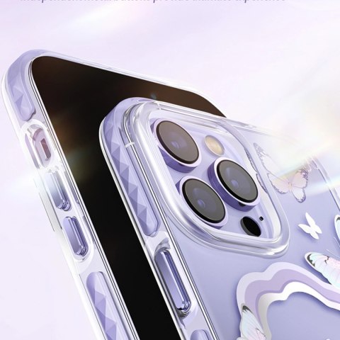 Kingxbar Butterfly Series magnetyczne etui iPhone 14 Plus MagSafe etui z motylami różowe Kingxbar Butterfly Series magnetyczne etui iPhone 14 Plus MagSafe etui z motylami różowe