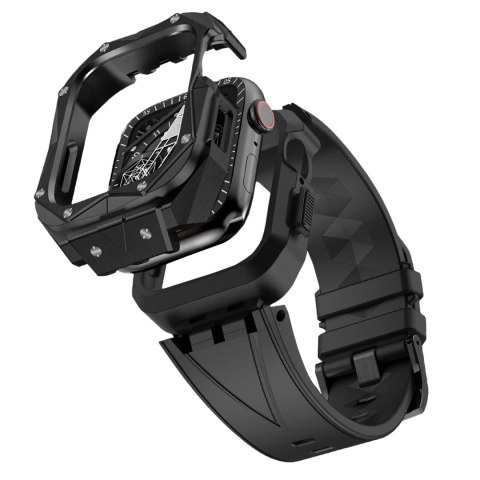 Kingxbar CYF140 2w1 pancerne etui Apple Watch SE, 6, 5, 4 (44 mm) ze stali nierdzewnej z paskiem srebrne Kingxbar CYF140 2w1 pancerne etui Apple Watch SE, 6, 5, 4 (44 mm) ze stali nierdzewnej z paskiem srebrne