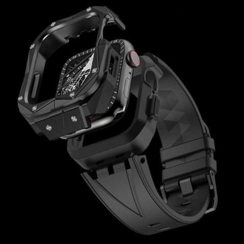 Kingxbar CYF140 2w1 pancerne etui Apple Watch SE, 6, 5, 4 (44 mm) ze stali nierdzewnej z paskiem srebrne Kingxbar CYF140 2w1 pancerne etui Apple Watch SE, 6, 5, 4 (44 mm) ze stali nierdzewnej z paskiem srebrne