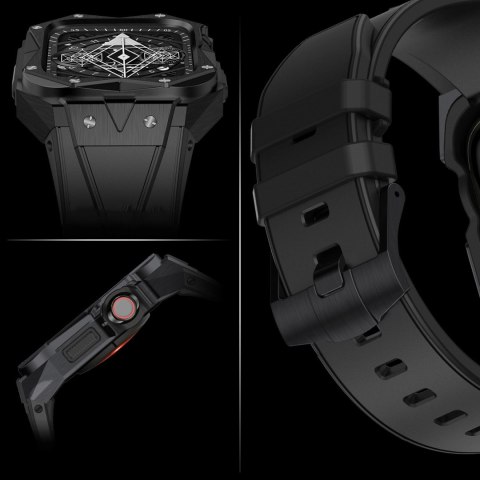 Kingxbar CYF140 2w1 pancerne etui Apple Watch SE, 6, 5, 4 (44 mm) ze stali nierdzewnej z paskiem srebrne Kingxbar CYF140 2w1 pancerne etui Apple Watch SE, 6, 5, 4 (44 mm) ze stali nierdzewnej z paskiem srebrne