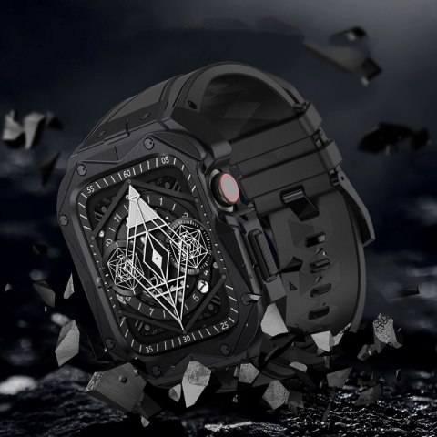 Kingxbar CYF140 2w1 pancerne etui Apple Watch SE, 6, 5, 4 (44 mm) ze stali nierdzewnej z paskiem srebrne Kingxbar CYF140 2w1 pancerne etui Apple Watch SE, 6, 5, 4 (44 mm) ze stali nierdzewnej z paskiem srebrne