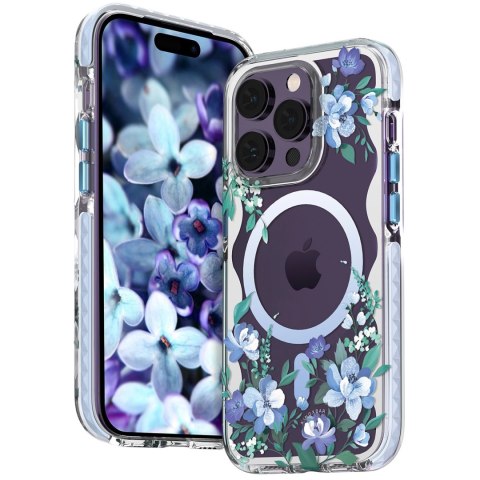 Kingxbar Flora Series magnetyczne etui iPhone 14 Plus MagSafe ozdobione nadrukiem w kwiaty orchid Kingxbar Flora Series magnetyczne etui iPhone 14 Plus MagSafe ozdobione nadrukiem w kwiaty orchid
