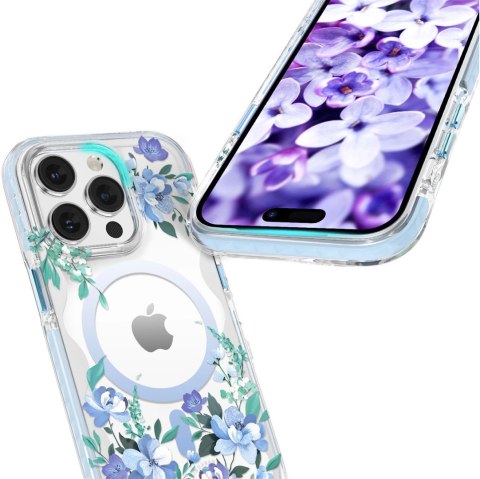 Kingxbar Flora Series magnetyczne etui iPhone 14 Plus MagSafe ozdobione nadrukiem w kwiaty orchid Kingxbar Flora Series magnetyczne etui iPhone 14 Plus MagSafe ozdobione nadrukiem w kwiaty orchid