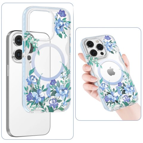 Kingxbar Flora Series magnetyczne etui iPhone 14 Plus MagSafe ozdobione nadrukiem w kwiaty orchid Kingxbar Flora Series magnetyczne etui iPhone 14 Plus MagSafe ozdobione nadrukiem w kwiaty orchid