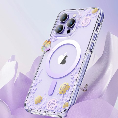 Kingxbar Flora Series magnetyczne etui iPhone 14 Plus MagSafe ozdobione nadrukiem w kwiaty orchid Kingxbar Flora Series magnetyczne etui iPhone 14 Plus MagSafe ozdobione nadrukiem w kwiaty orchid