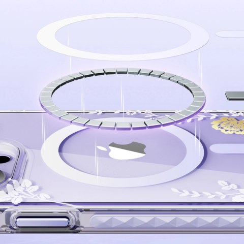 Kingxbar Flora Series magnetyczne etui iPhone 14 Plus MagSafe ozdobione nadrukiem w kwiaty orchid Kingxbar Flora Series magnetyczne etui iPhone 14 Plus MagSafe ozdobione nadrukiem w kwiaty orchid