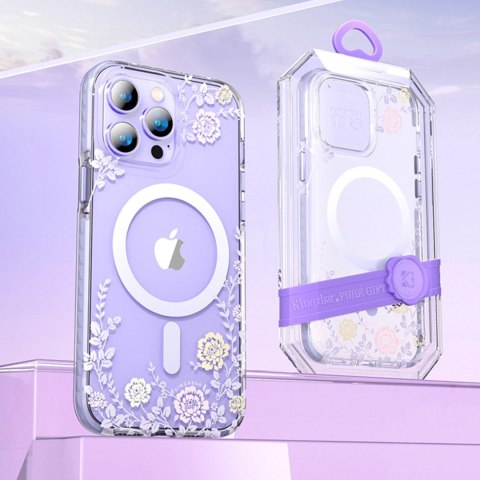 Kingxbar Flora Series magnetyczne etui iPhone 14 Plus MagSafe ozdobione nadrukiem w kwiaty orchid Kingxbar Flora Series magnetyczne etui iPhone 14 Plus MagSafe ozdobione nadrukiem w kwiaty orchid