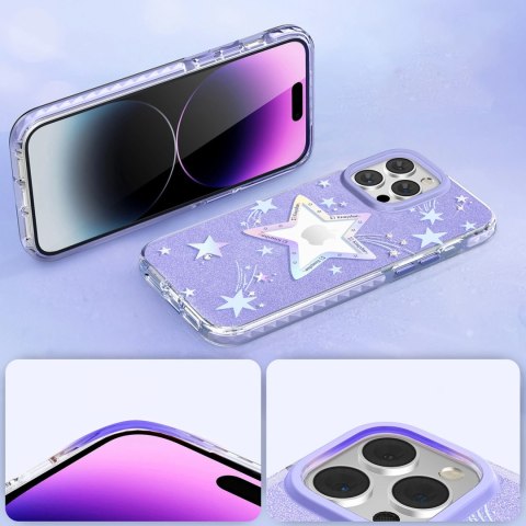 Kingxbar Heart Star Series etui iPhone 14 Plus etui w gwiazdki purple star Kingxbar Heart Star Series etui iPhone 14 Plus etui w gwiazdki purple star