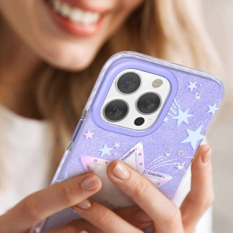Kingxbar Heart Star Series etui iPhone 14 Plus etui w gwiazdki purple star Kingxbar Heart Star Series etui iPhone 14 Plus etui w gwiazdki purple star