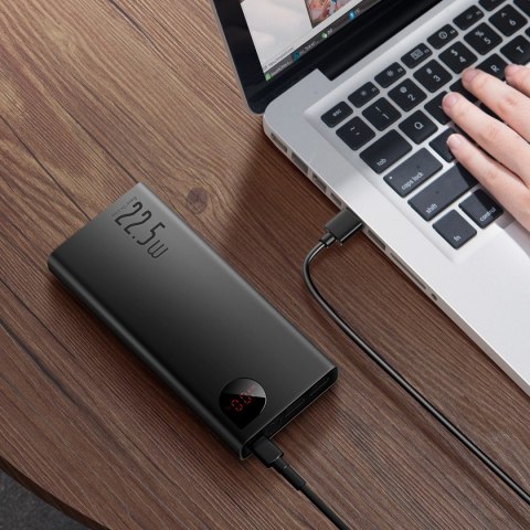 Baseus Adaman powerbank z szybkim ładowaniem 20000mAh 22.5W + kabel USB-A - USB-C 3A 0.3m czarny Baseus Adaman powerbank z szybkim ładowaniem 20000mAh 22.5W + kabel USB-A - USB-C 3A 0.3m czarny