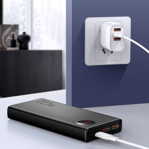 Baseus Adaman powerbank z szybkim ładowaniem 20000mAh 22.5W + kabel USB-A - USB-C 3A 0.3m czarny Baseus Adaman powerbank z szybkim ładowaniem 20000mAh 22.5W + kabel USB-A - USB-C 3A 0.3m czarny