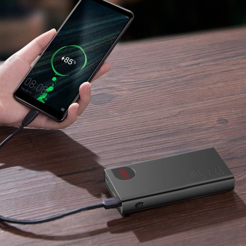 Baseus Adaman powerbank z szybkim ładowaniem 20000mAh 22.5W + kabel USB-A - USB-C 3A 0.3m czarny Baseus Adaman powerbank z szybkim ładowaniem 20000mAh 22.5W + kabel USB-A - USB-C 3A 0.3m czarny