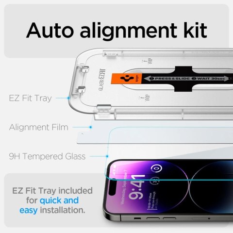 Szkło hartowane Spigen Glas.tR EZ Fit na iPhone 14 Pro - 2 szt. Szkło hartowane Spigen Glas.tR EZ Fit na iPhone 14 Pro - 2 szt.