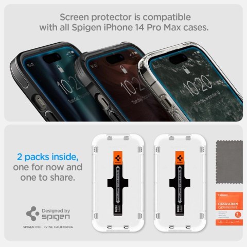 Szkło hartowane Spigen Glas.tR EZ Fit na iPhone 14 Pro - 2 szt. Szkło hartowane Spigen Glas.tR EZ Fit na iPhone 14 Pro - 2 szt.
