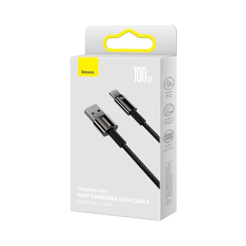 Baseus Tungsten Gold kabel USB-A - USB-C 480Mb/s 100W 2m czarny (CAWJ000101) Baseus Tungsten Gold kabel USB-A - USB-C 480Mb/s 100W 2m czarny (CAWJ000101)