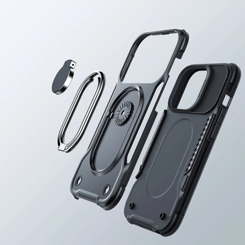 Joyroom Dual Hinge etui iPhone 14 Plus pancerny pokrowiec z podstawką uchwytem ring holder czarne Joyroom Dual Hinge etui iPhone 14 Plus pancerny pokrowiec z podstawką uchwytem ring holder czarne