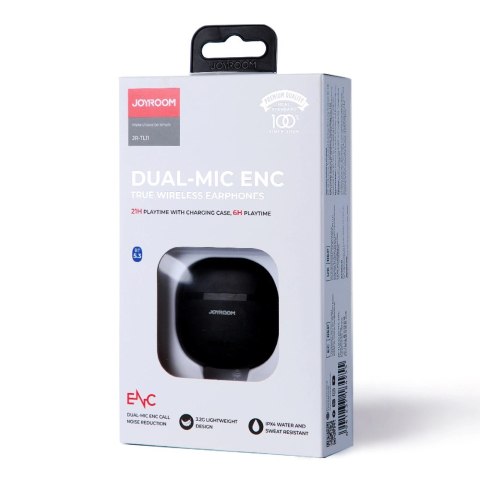 Joyroom słuchawki TWS bezprzewodowe ENC wodoodporne IPX4 Bluetooth 5.3 czarny (JR-TL11) Joyroom słuchawki TWS bezprzewodowe ENC wodoodporne IPX4 Bluetooth 5.3 czarny (JR-TL11)