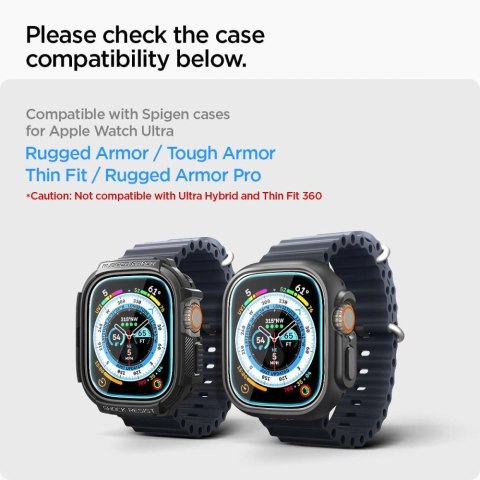Szkło hartowane Spigen Glas.tR EZ Fit na Apple Watch Ultra (49 mm) - 2 szt. Szkło hartowane Spigen Glas.tR EZ Fit na Apple Watch Ultra (49 mm) - 2 szt.