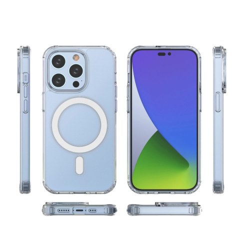 Etui magnetyczne Clear Magnetic Case z MagSafe do iPhone 14 Pro ze srebrnym ringiem - przezroczyste Etui magnetyczne Clear Magnetic Case z MagSafe do iPhone 14 Pro ze srebrnym ringiem - przezroczyste