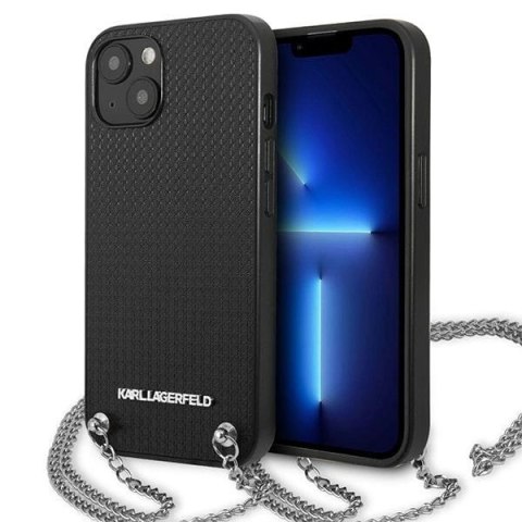 Etui Karl Lagerfeld Leather Textured and Chain na iPhone 13 mini - czarne Etui Karl Lagerfeld Leather Textured and Chain na iPhone 13 mini - czarne