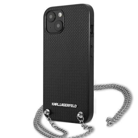 Etui Karl Lagerfeld Leather Textured and Chain na iPhone 13 mini - czarne Etui Karl Lagerfeld Leather Textured and Chain na iPhone 13 mini - czarne