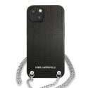 Etui Karl Lagerfeld Leather Textured and Chain na iPhone 13 mini - czarne Etui Karl Lagerfeld Leather Textured and Chain na iPhone 13 mini - czarne