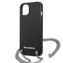 Etui Karl Lagerfeld Leather Textured and Chain na iPhone 13 mini - czarne Etui Karl Lagerfeld Leather Textured and Chain na iPhone 13 mini - czarne