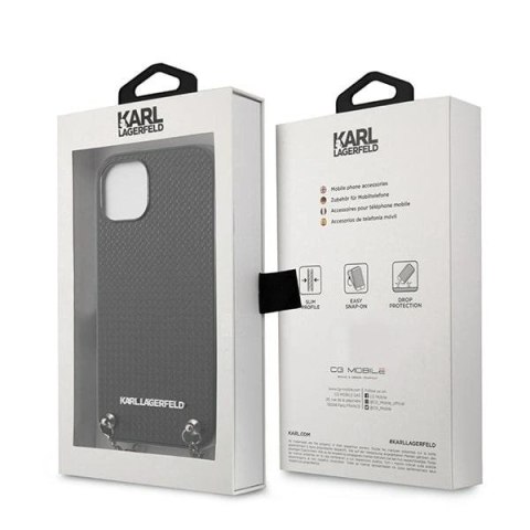 Etui Karl Lagerfeld Leather Textured and Chain na iPhone 13 mini - czarne Etui Karl Lagerfeld Leather Textured and Chain na iPhone 13 mini - czarne