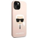 Etui Karl Lagerfeld Silicone Karl's Head MagSafe na iPhone 14 - jasnoróżowe