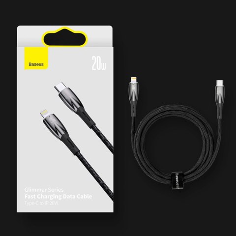 Baseus Glimmer Series kabel do szybkiego ładowania USB-A - USB-C 100W 480Mb/s 2m czarny Baseus Glimmer Series kabel do szybkiego ładowania USB-A - USB-C 100W 480Mb/s 2m czarny