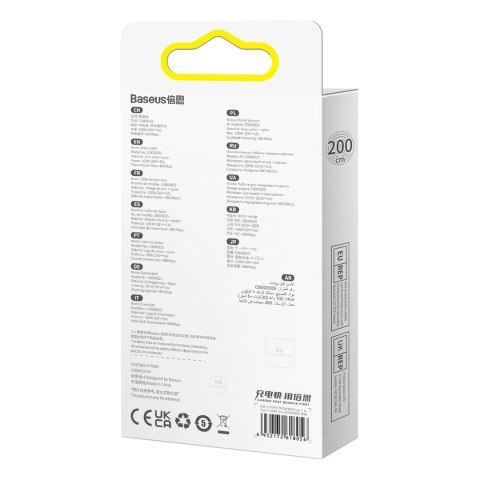 Baseus Glimmer Series kabel do szybkiego ładowania USB-C 480Mb/s PD 100W 2m czarny Baseus Glimmer Series kabel do szybkiego ładowania USB-C 480Mb/s PD 100W 2m czarny