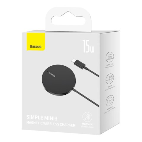 Baseus Simple Mini3 ładowarka indukcyjna MagSafe 15W czarny Baseus Simple Mini3 ładowarka indukcyjna MagSafe 15W czarny