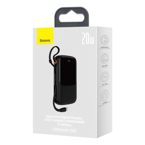 Powerbank 10000mAh 20W Baseus Qpow Pro Overseas Edition + kabel USB C 3A - czarny Powerbank 10000mAh 20W Baseus Qpow Pro Overseas Edition + kabel USB C 3A - czarny