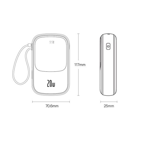 Powerbank 10000mAh 20W Baseus Qpow Pro Overseas Edition + kabel USB C 3A - czarny Powerbank 10000mAh 20W Baseus Qpow Pro Overseas Edition + kabel USB C 3A - czarny