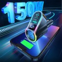 Joyroom szybka ładowarka samochodowa 4w1 USB-A QC3.0 / 2xUSB-C PD 150W czarna (JR-CL21)