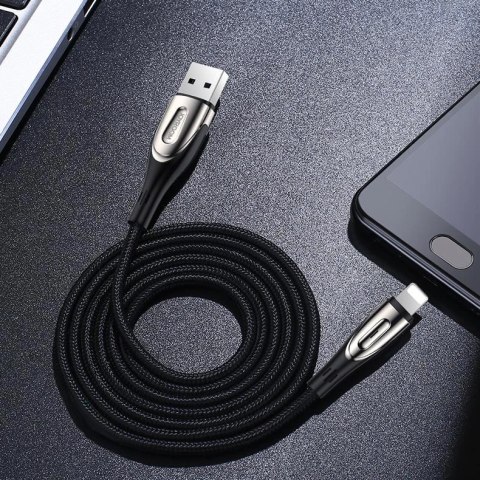 Kabel Joyroom Sharp Series S-M411 USB-A / Lightning 3A 1.2m ze wskaźnikiem ładowania - czarny Kabel Joyroom Sharp Series S-M411 USB-A / Lightning 3A 1.2m ze wskaźnikiem ładowania - czarny