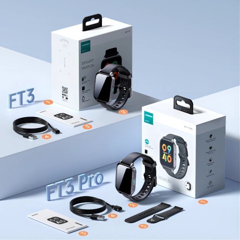 Smartwatch Joyroom Fit-Life JR-FT3 Pro z funkcją odbierania połączeń / Bluetooth 5.1 / ochroną IP68 - szary Smartwatch Joyroom Fit-Life JR-FT3 Pro z funkcją odbierania połączeń / Bluetooth 5.1 / ochroną IP68 - szary