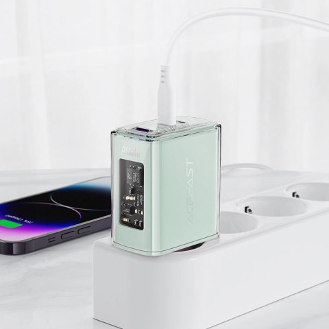 Acefast ładowarka GaN 65W 3 porty (1xUSB, 2xUSB C) różowa (A45) Acefast ładowarka GaN 65W 3 porty (1xUSB, 2xUSB C) różowa (A45)