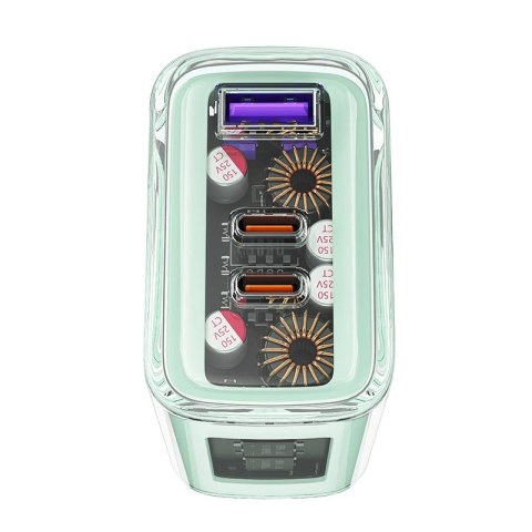 Acefast ładowarka GaN 65W 3 porty (1xUSB, 2xUSB C) różowa (A45) Acefast ładowarka GaN 65W 3 porty (1xUSB, 2xUSB C) różowa (A45)