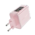 Acefast ładowarka GaN 65W 3 porty (1xUSB, 2xUSB C) różowa (A45) Acefast ładowarka GaN 65W 3 porty (1xUSB, 2xUSB C) różowa (A45)