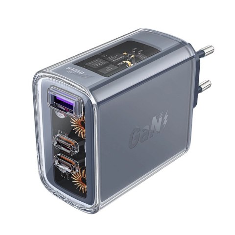 Acefast ładowarka GaN 65W 3 porty (1xUSB, 2xUSB C) szara (A45) Acefast ładowarka GaN 65W 3 porty (1xUSB, 2xUSB C) szara (A45)