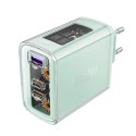 Acefast ładowarka GaN 65W 3 porty (1xUSB, 2xUSB C) zielona (A45) Acefast ładowarka GaN 65W 3 porty (1xUSB, 2xUSB C) zielona (A45)