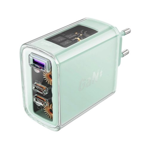 Acefast ładowarka GaN 65W 3 porty (1xUSB, 2xUSB C) zielona (A45) Acefast ładowarka GaN 65W 3 porty (1xUSB, 2xUSB C) zielona (A45)