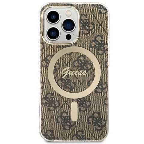 Etui Guess 4G Print MagSafe na iPhone 13 Pro + ładowarka indukcyjna - brązowe Etui Guess 4G Print MagSafe na iPhone 13 Pro + ładowarka indukcyjna - brązowe
