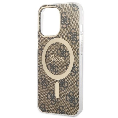 Etui Guess 4G Print MagSafe na iPhone 13 Pro + ładowarka indukcyjna - brązowe Etui Guess 4G Print MagSafe na iPhone 13 Pro + ładowarka indukcyjna - brązowe