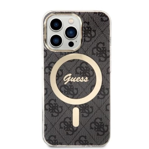 Etui Guess 4G Print MagSafe na iPhone 13 Pro + ładowarka indukcyjna - czarne Etui Guess 4G Print MagSafe na iPhone 13 Pro + ładowarka indukcyjna - czarne