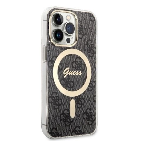 Etui Guess 4G Print MagSafe na iPhone 13 Pro + ładowarka indukcyjna - czarne Etui Guess 4G Print MagSafe na iPhone 13 Pro + ładowarka indukcyjna - czarne