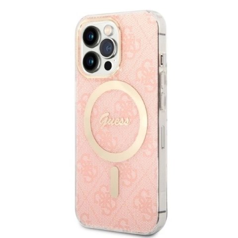 Etui Guess 4G Print MagSafe na iPhone 13 Pro + ładowarka indukcyjna - różowe Etui Guess 4G Print MagSafe na iPhone 13 Pro + ładowarka indukcyjna - różowe