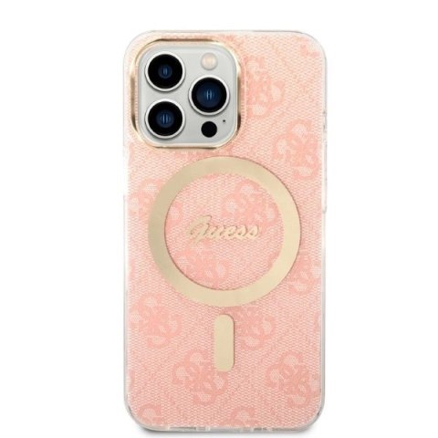 Etui Guess 4G Print MagSafe na iPhone 13 Pro + ładowarka indukcyjna - różowe Etui Guess 4G Print MagSafe na iPhone 13 Pro + ładowarka indukcyjna - różowe